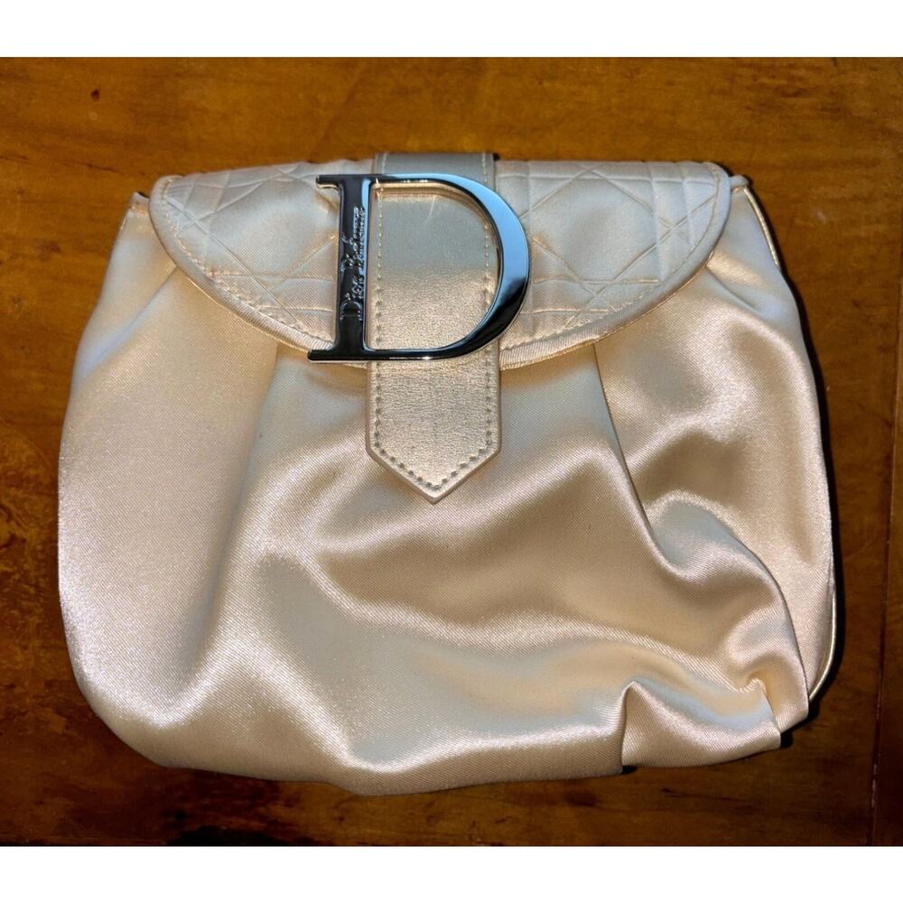 Dior Jadore Cosmetic Bag Only. Satin Snap Clutch Bag Dior Logo Orig. box - READ